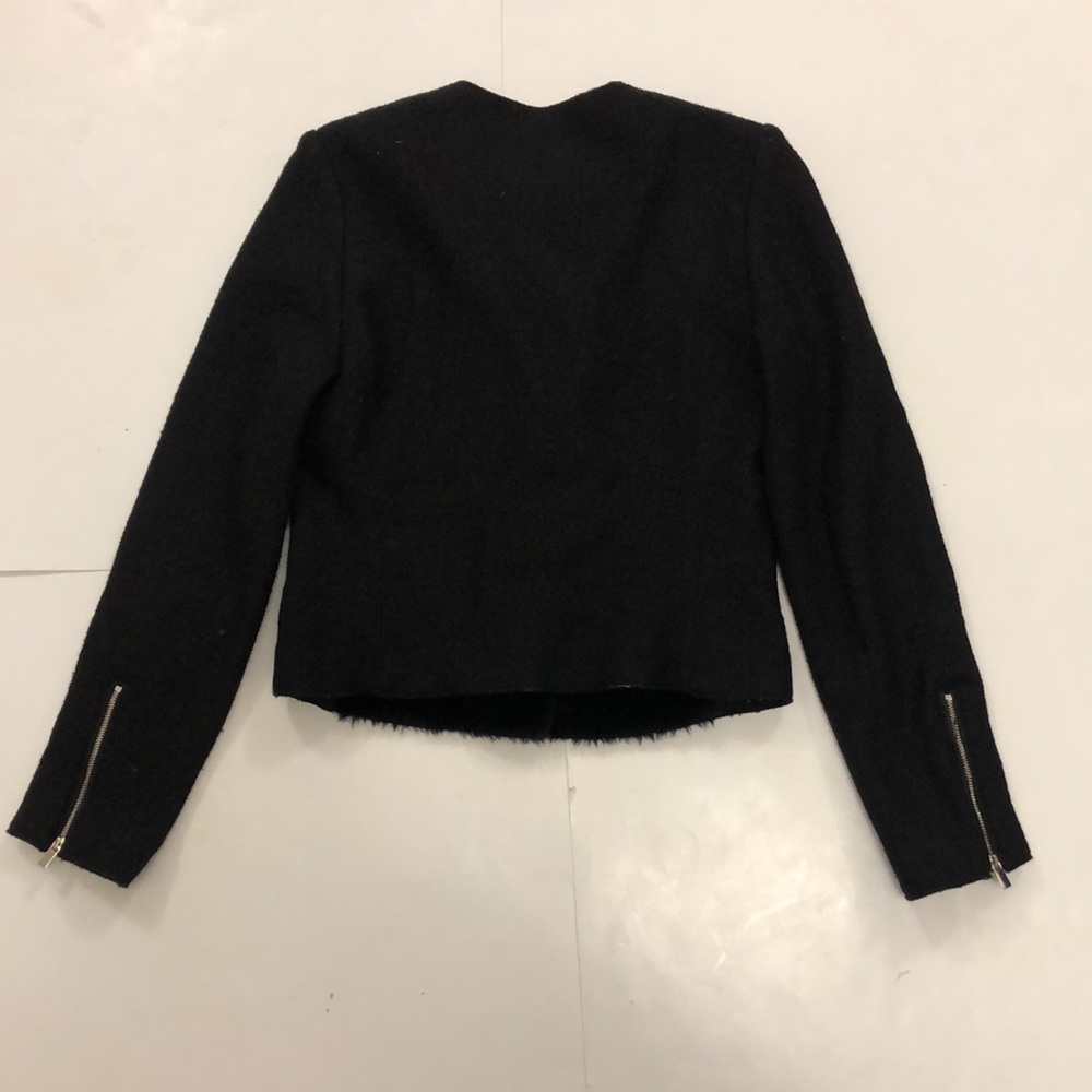 Zara Trafaluc S Jacket Black Moto 2 Zipper Pocket Closure Long Sleeve Excellent - Picture 4 of 12